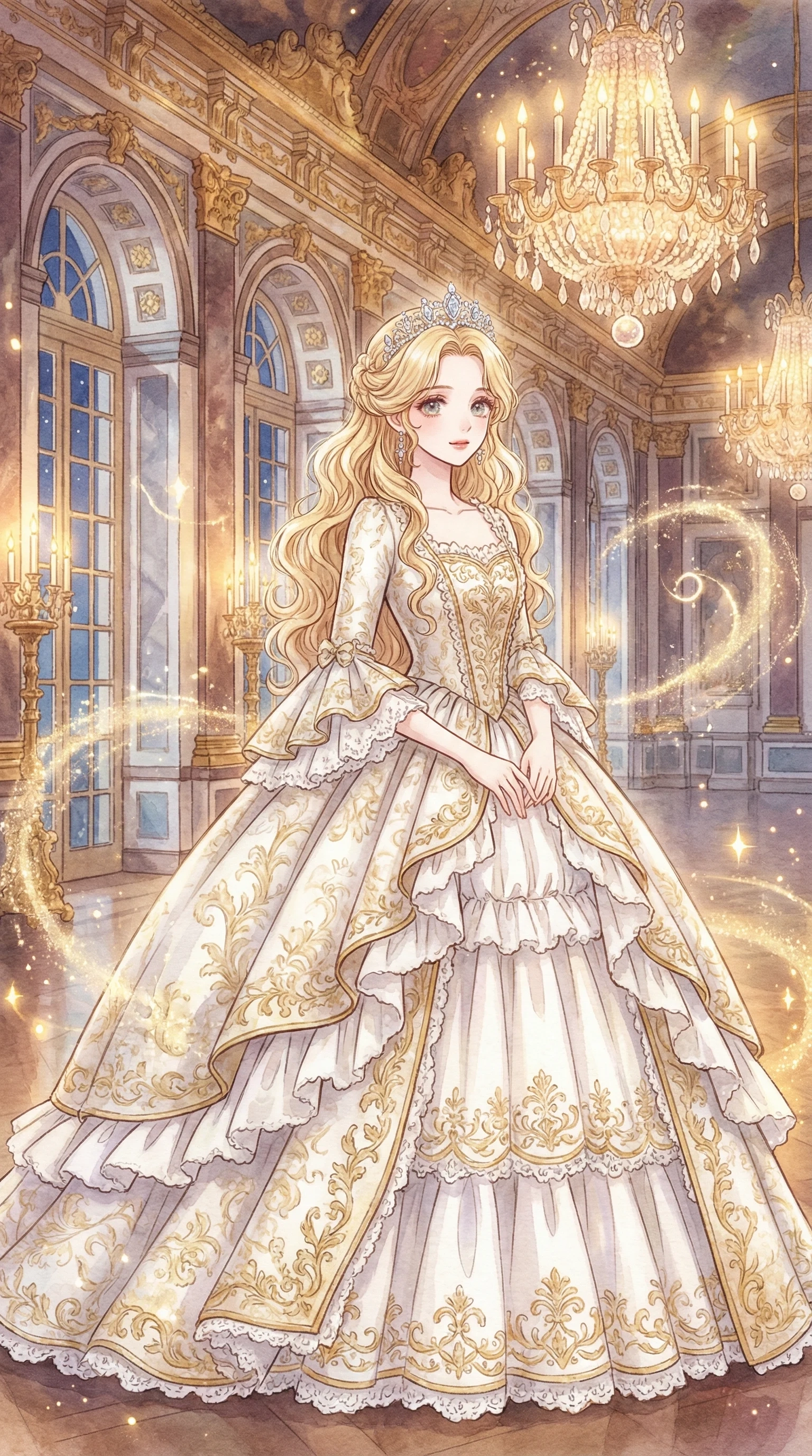 宫廷舞姬漫画封面金发公主华丽宫殿舞会